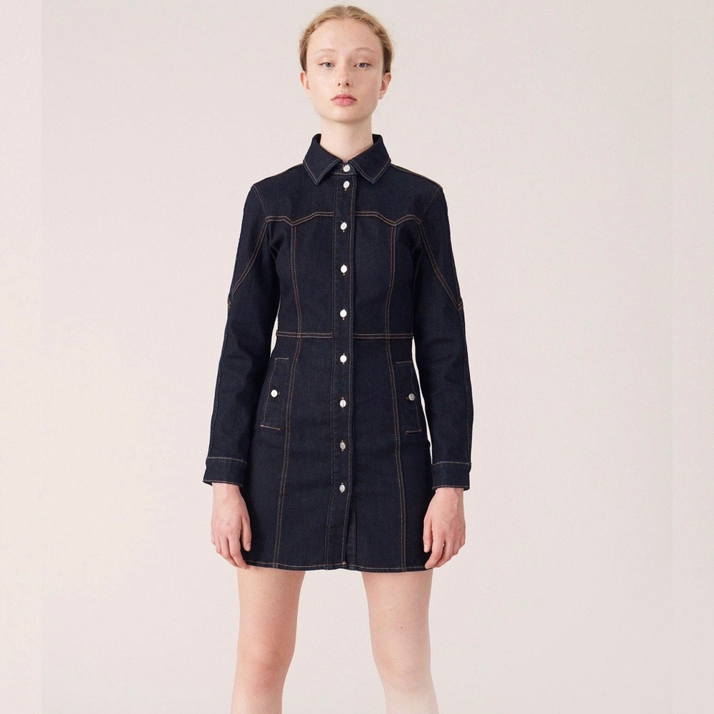 GANNI stretch denim mini dress, 34 / XS
